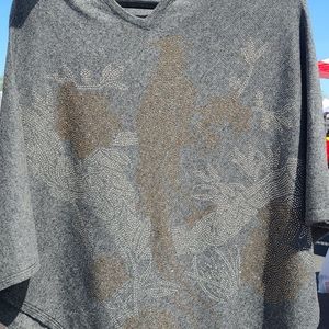 Cashmere Poncho W/Swarovski Crystal Embellishments